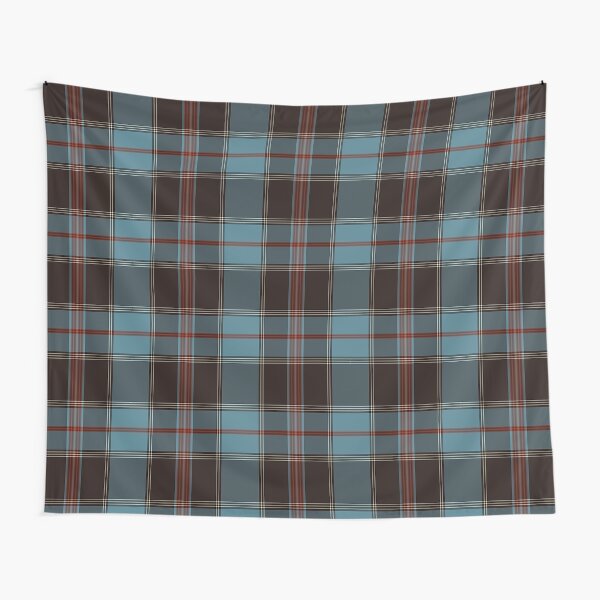 Teal-Brown-Red-Cream Plaid Tapestry