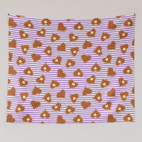 Item preview, heart shaped waffles - purple stripes designed and sold by littlearrow.