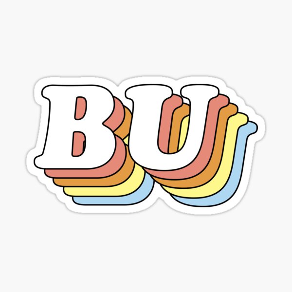3D Retro Rainbow BU (Baylor, Belmont, Binghamton, Biola, Boston, Bradley, Butler) Sticker