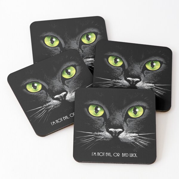 Item preview, Black cat with green eyes. Im not Evil or Bad luck designed and sold by KA DESIGNS.