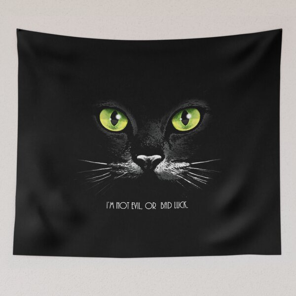 Item preview, Black cat with green eyes. Im not Evil or Bad luck designed and sold by KA DESIGNS.