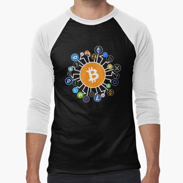 Bitcoin Blockchain Crypto Cryptocurrency Cryptocurrencies 2 Baseball ¾ Sleeve T-Shirt