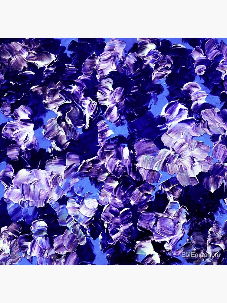Bold Periwinkle Purple Deep Blue Flowers 16x16 18x18 20x20 Art Throw Pillow Cover Decor Cushion Abstract Summer Painting FLORAL FANTASY 2