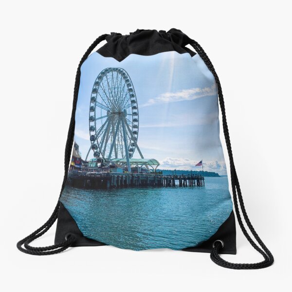 Seattle Waterfront Ferris Wheel Drawstring Bag