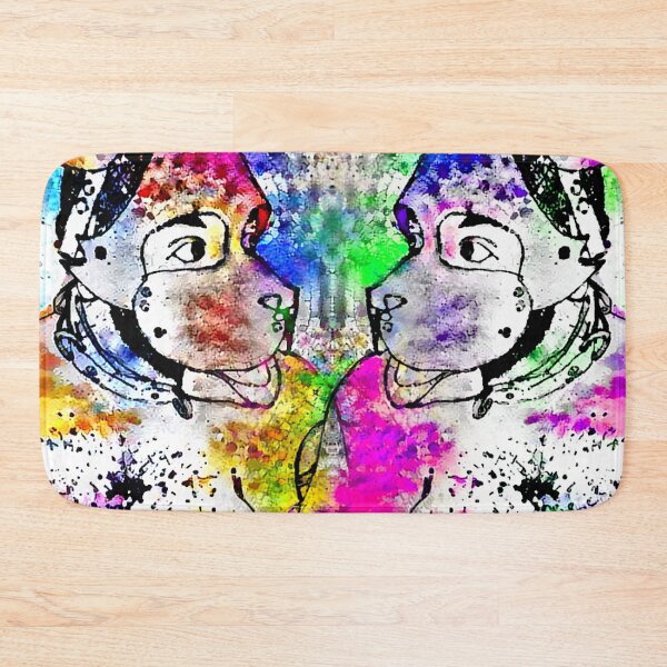 Item preview, Ink and Rainbow Watercolor Painted Pup Pair designed and sold by ArcadiaAbstract.