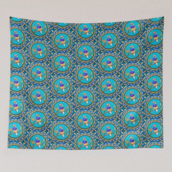 Item preview, Endangered Gouldian Finch Mandala designed and sold by Soozie Wray.