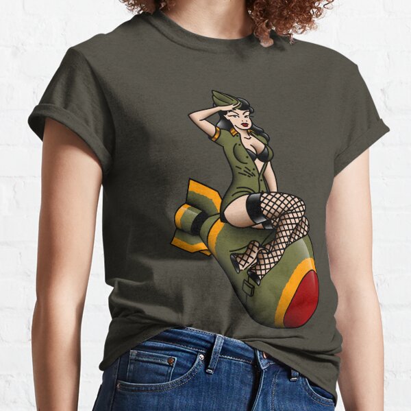 Salty-Dog American Traditional Patriotic Atomic Bomb Belle Pin-up Girl Classic T-Shirt
