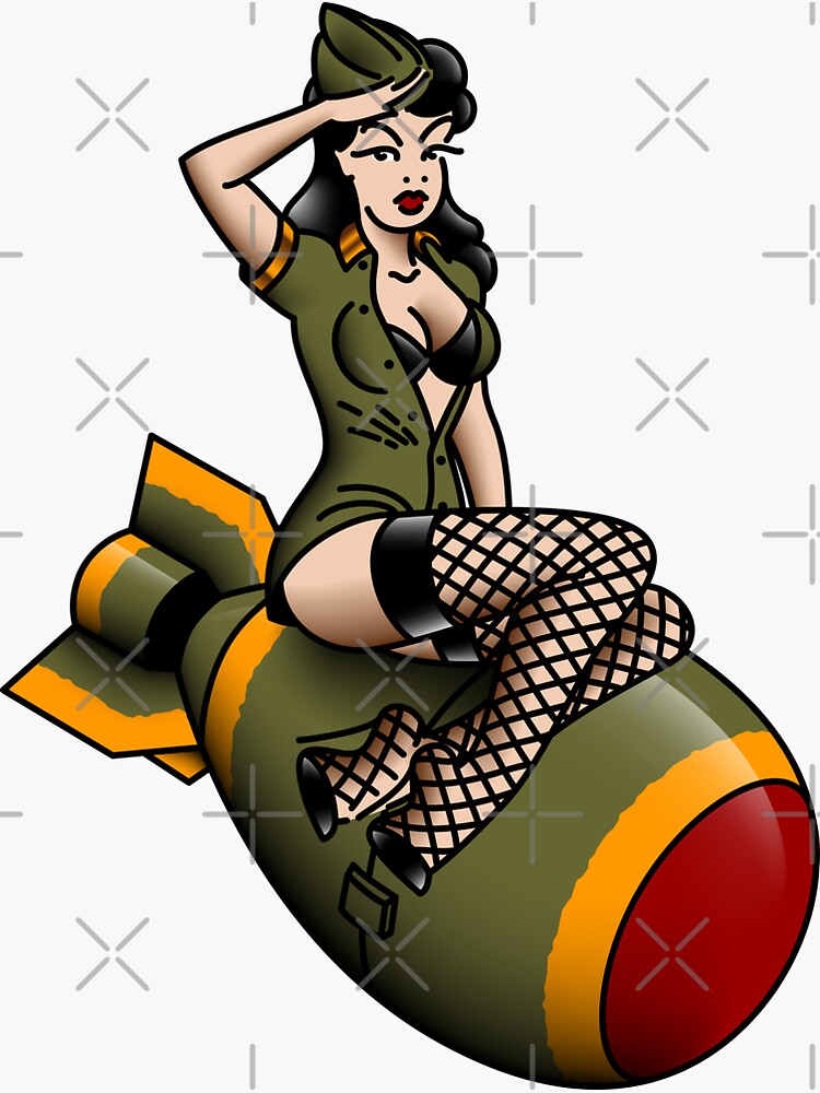Salty-Dog American Traditional Patriotic Atomic Bomb Belle Pin-up Girl  Sticker for Sale by salty-dog