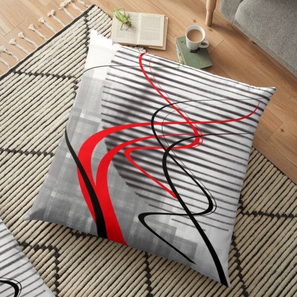 peinture numérique abstraite d'hiver Coussin de sol