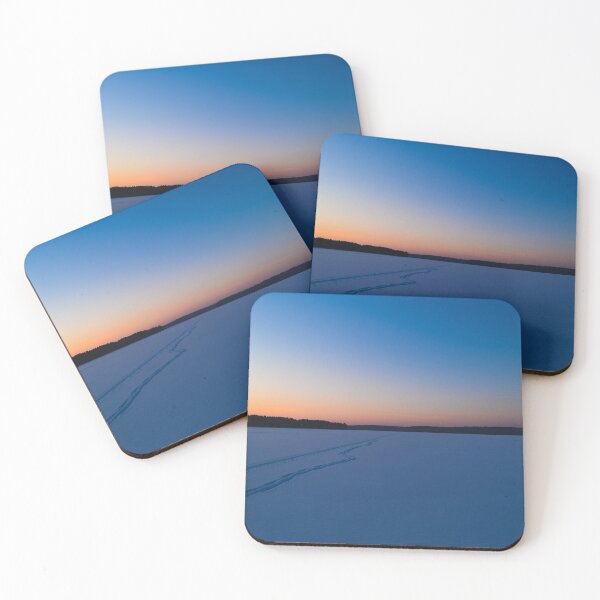 Item preview, Frozen ice  lake in winter under the snowy covered under a blue sky at dawn designed and sold by yarvin13.