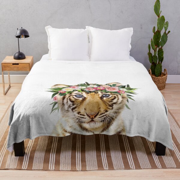 Item preview, Baby Tiger With Flower Crown, Baby Animals Art Print by Synplus designed and sold by synplus.