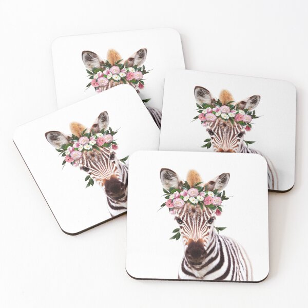 Item preview, Baby Zebra With Flower Crown, Baby Animals Art Print by Synplus designed and sold by synplus.
