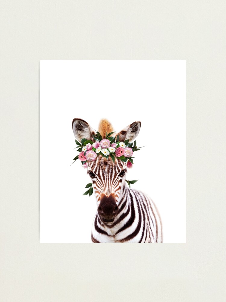 Impression Photo Bebe Zebre Avec Couronne De Fleurs Impression D Art Bebe Animaux Par Synplus Par Synplus Redbubble