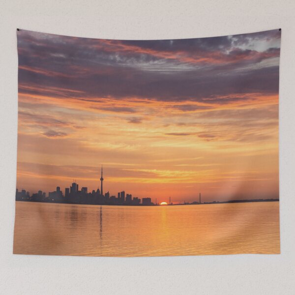Item preview, A Quarter of a Sunrise - Toronto Skyline with Glorious Sky designed and sold by Georgia Mizuleva.