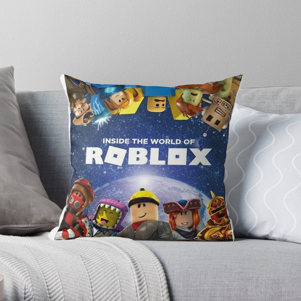 Inside The World Of Roblox Games Throw Pillow By Buhwqe Redbubble - roblox face kids sleeveless top by kimamara redbubble
