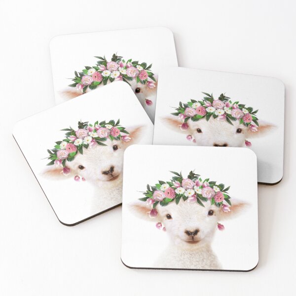 Item preview, Baby Lamb With Flower Crown, Baby Animals Art Print by Synplus designed and sold by synplus.