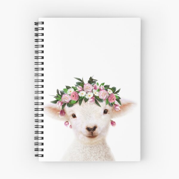 Item preview, Baby Lamb With Flower Crown, Baby Animals Art Print by Synplus designed and sold by synplus.