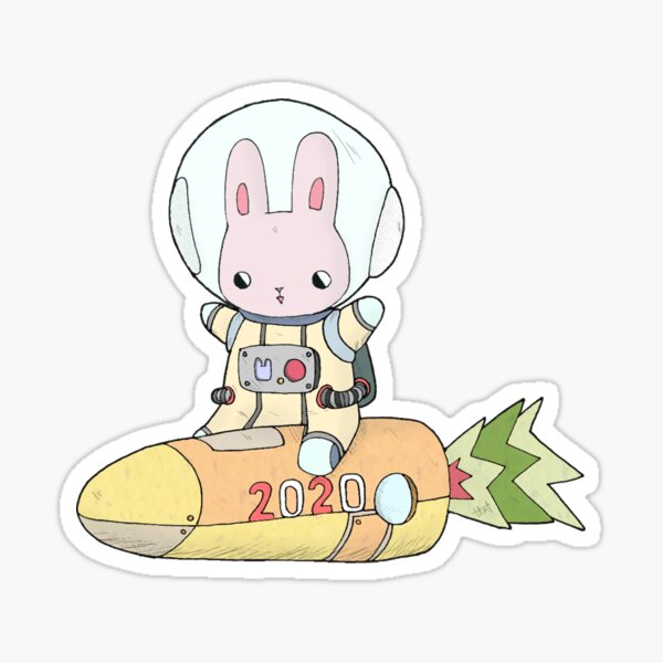 Space Bunny on Carrocket Sticker