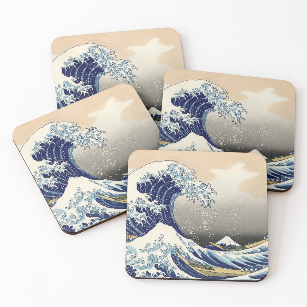 Katsushika Hokusai, The Great Wave off Kanagawa, 1831, Japanese painting Coasters (Set of 4)