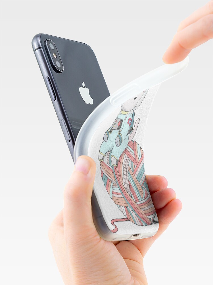 Alternate view of Space Cat on Planet Yarn Ball iPhone Case & Cover