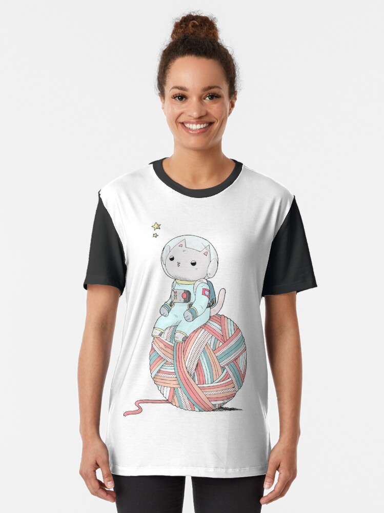 Alternative Ansicht von Weltraumkatze auf Planetengarnball Grafik T-Shirt