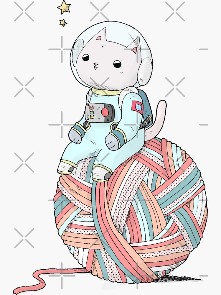 Space Cat on Planet Yarn Ball by Tamito