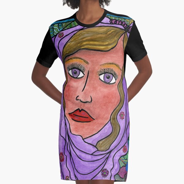 Woman with Veil Graphic T-Shirt Dress