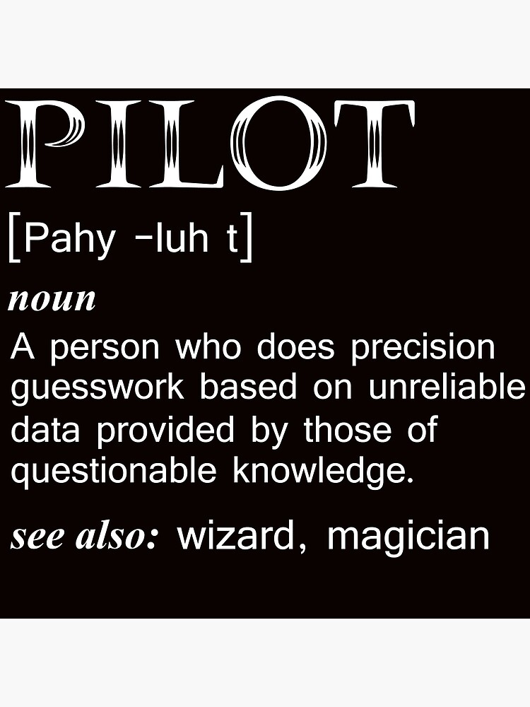 "The definition of a pilot" Poster for Sale by Oxonium187 Redbubble