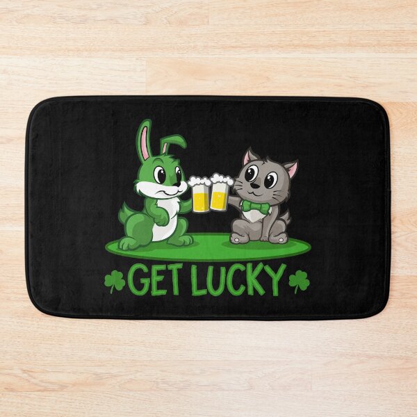Item preview, Get Lucky - Rabbit And Cat Drinking Beer designed and sold by anziehend.