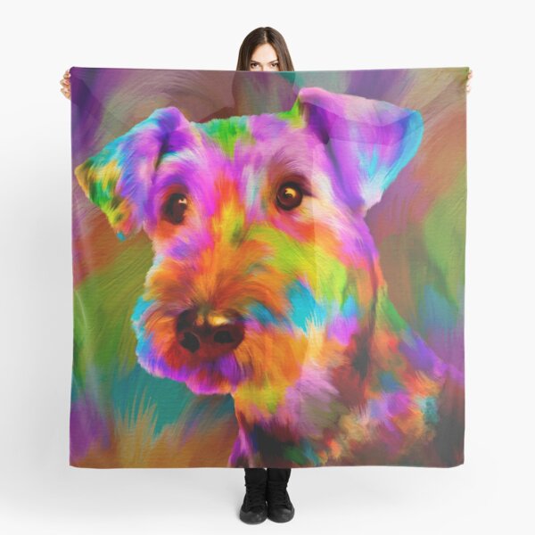 Colorful Airedale Terrier Portrait Scarf