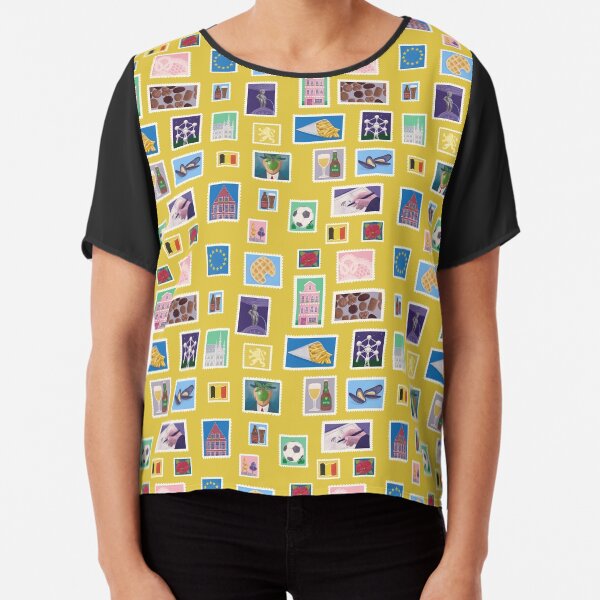 Beautiful Belgium on Yellow Chiffon Top