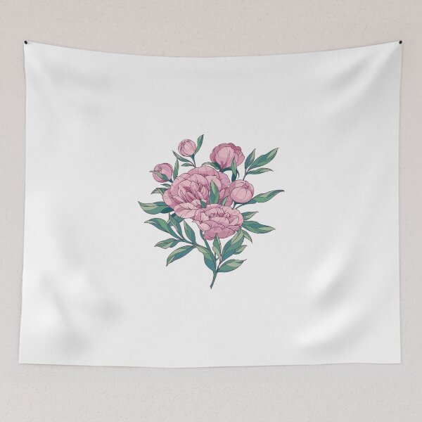 Item preview,  Beautiful bouquet of bright pink peonies, flowers with leaves and buds. designed and sold by babanovaesha.