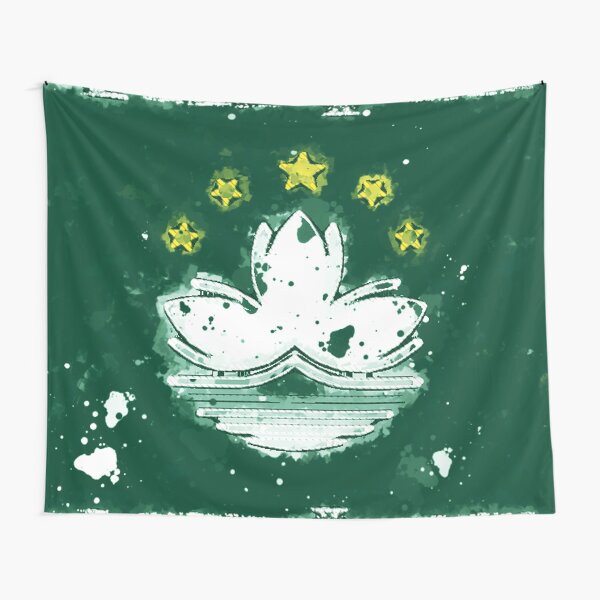 Item preview, Macau Grunge Flag designed and sold by HomeLivingCo.