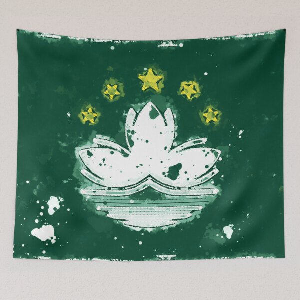 Item preview, Macau Grunge Flag designed and sold by HomeLivingCo.