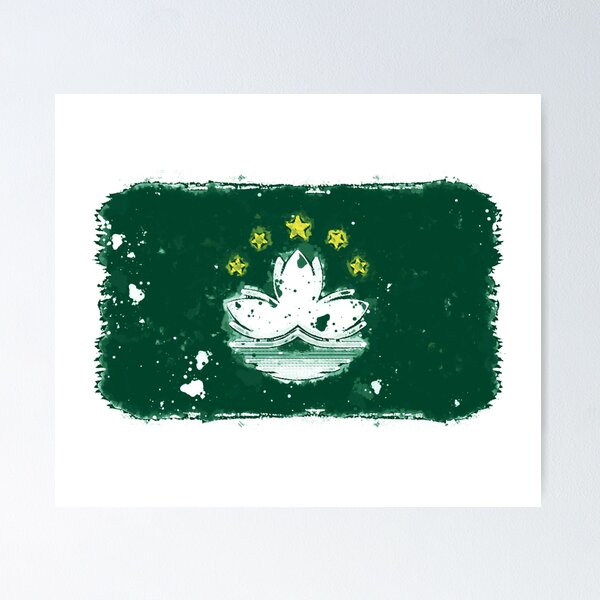 Item preview, Macau Grunge Flag designed and sold by HomeLivingCo.