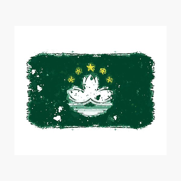 Item preview, Macau Grunge Flag designed and sold by HomeLivingCo.