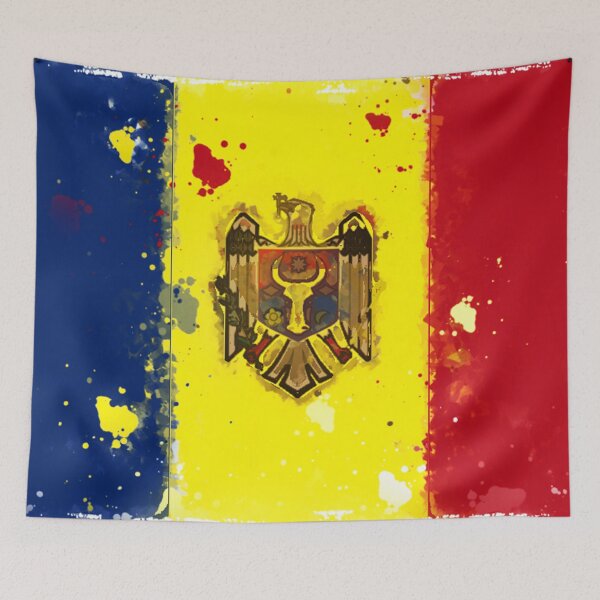 Item preview, Moldova Grunge Flag designed and sold by HomeLivingCo.