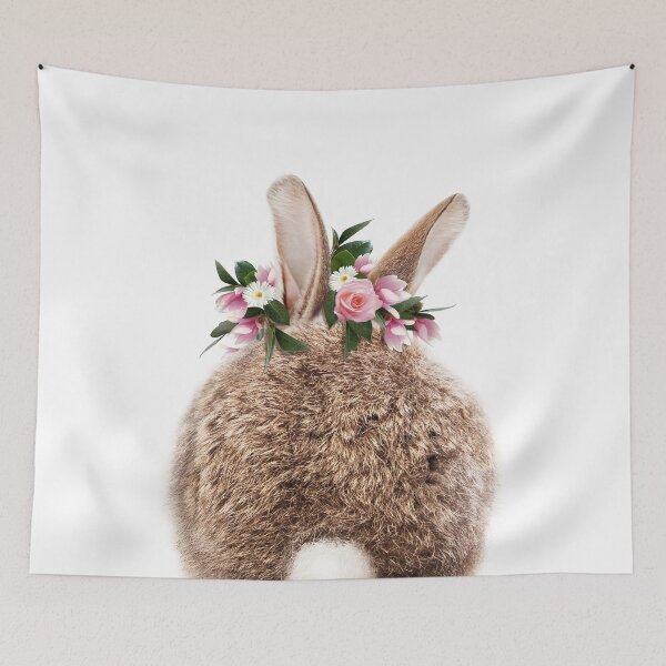 Item preview, Bunny Tail, Baby Rabbit With Flower Crown, Baby Animals Art Print by Synplus designed and sold by synplus.
