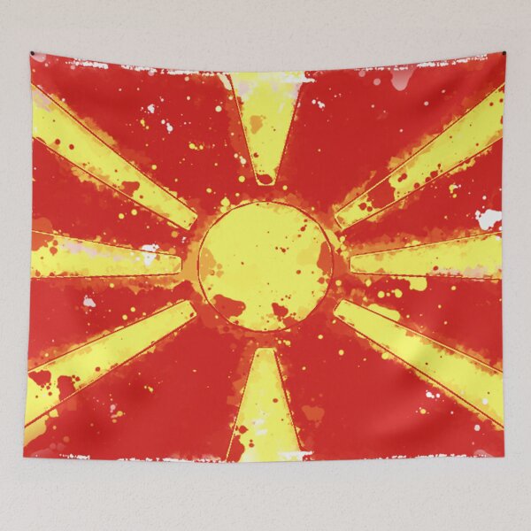 Item preview, North Macedonia Grunge Flag designed and sold by HomeLivingCo.