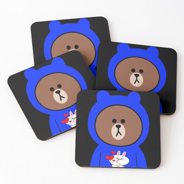 Brown bear cony bunny rabbit love & kisses Coasters (Set of 4)
