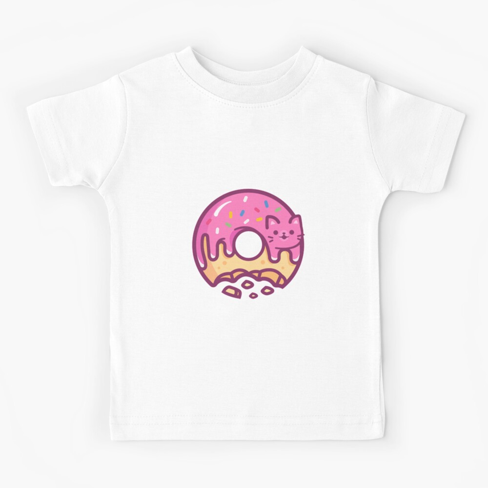 Pink Cat Donut Kawaii Kids T Shirt By Mofin Redbubble - roblox noob matryoshka