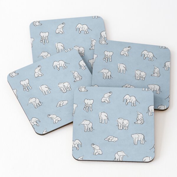 Item preview, Indian Baby Elephants in Baby Blue designed and sold by Plastic Memory Archive.