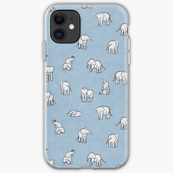 Indian Baby Elephants in Baby Blue iPhone Soft Case