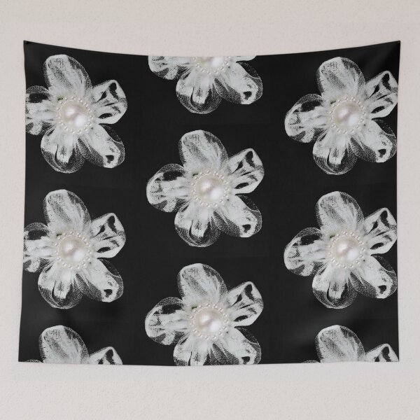 Item preview, White tool flower on black designed and sold by homemadecreate.