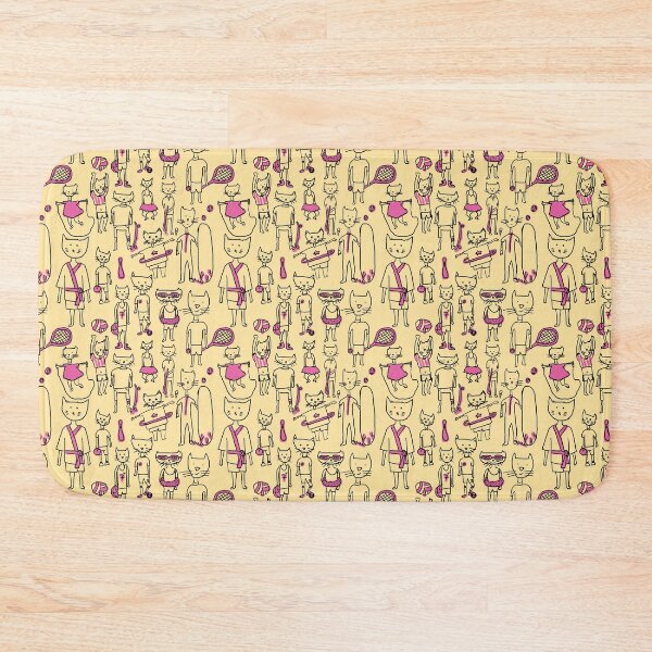 Item preview, Les Sports Yellow and Pink - Cats Playing Sports - Kids and Children Pattern designed and sold by Plastic Memory Archive.