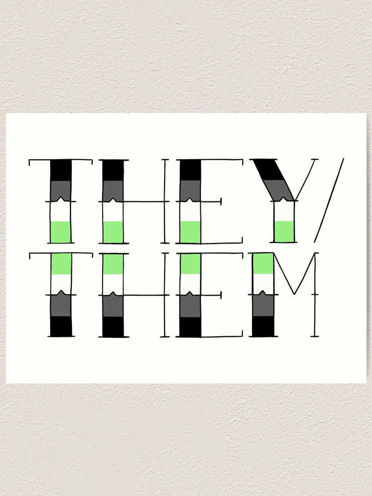 Pronouns They Them With Nonbinary Agender Pride Colors Art Print By Edugaytion Redbubble