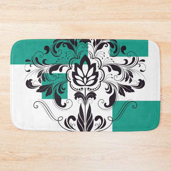 Item preview, Modern minimalistic green squares black Victorian flourish designed and sold by Lilith-Designs.