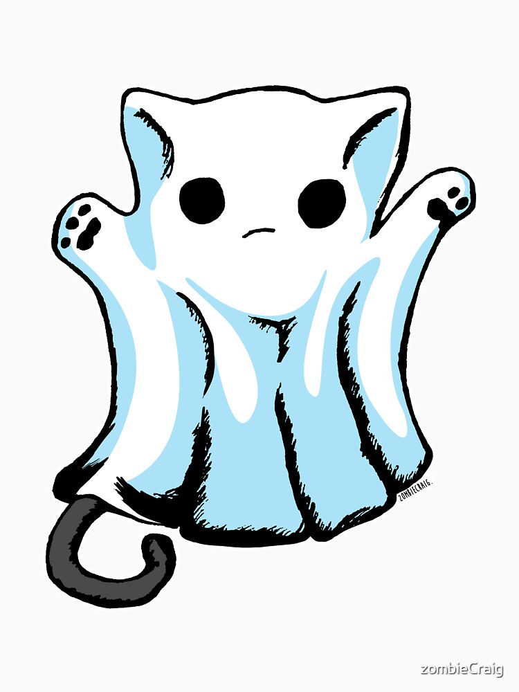 Cute Boo Ghost Cat Halloween by zombieCraig