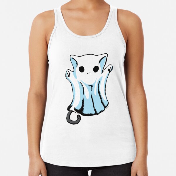 Cute Boo Ghost Cat Halloween Racerback Tank Top