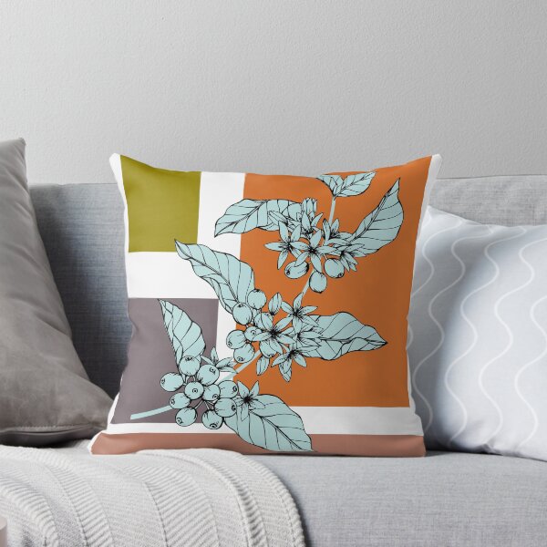 Item preview, Modern contemporary squares coffee flowers and leaves designed and sold by Lilith-Designs.